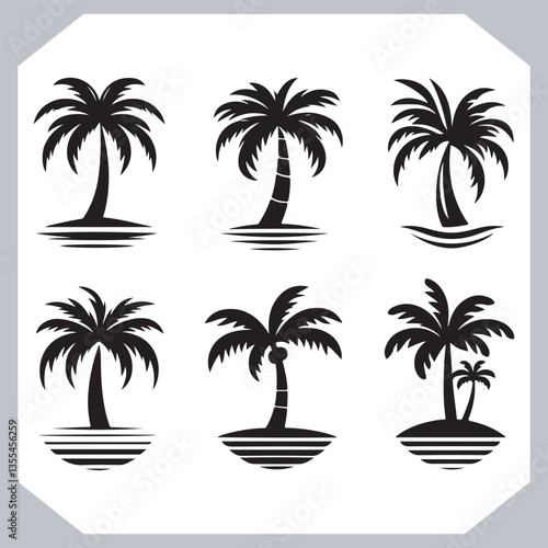Obraz na płótnie Professional Palm Trees Silhouette and Coconut Tree Vector Logos Black Simple Designs w salonie