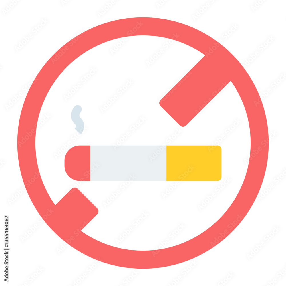 Colorful Flat No Smoking Sign Icon Colorful Flat No Smoking Sign Icon