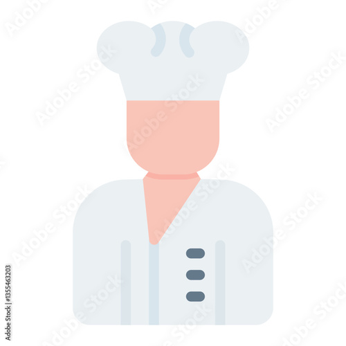 Colorful Flat Chef with Hat and Apron Icon