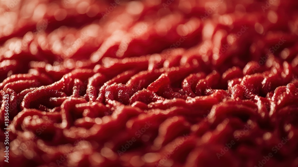 Fresh Raw Ground Beef Close Up Texture with Rich Red Color and Juicy Texture for Culinary Use Fresh Raw Ground Beef Close Up Texture with Rich Red Color and Juicy Texture for Culinary Use