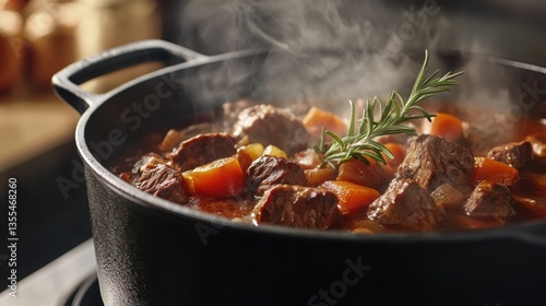 Obraz na płótnie Olla de carne guisada con verduras w salonie