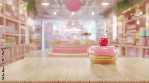 Wallpaper Mural Pink Donut with Cherry in Cute Candy Shop. Torontodigital.ca