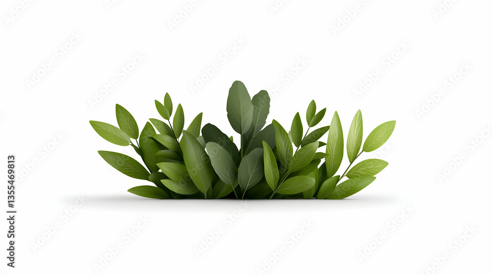 Obraz premium Lush Green Foliage Arrangement Against White Background