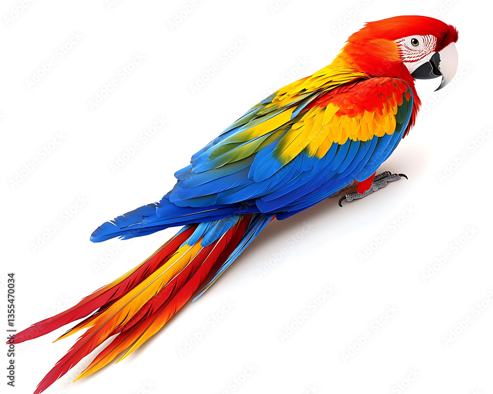 Obraz premium Scarlet Macaw Bird on White.