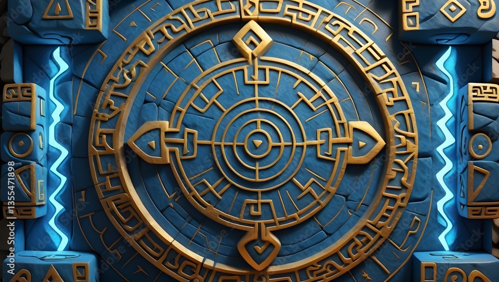 Obraz premium Intricate ancient architectural design with mystical symbols