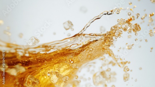 Agua dorada burbujeante con hielo