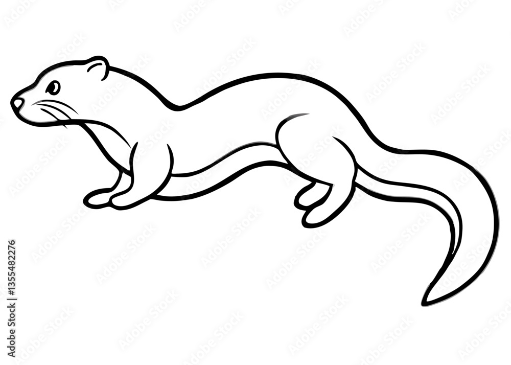 Minimalist Weasel Line Art: A clean, minimalist line art illustration of a weasel, its sleek form and curious expression perfectly captured in a simple, elegant design. Minimalist Weasel Line Art: A clean, minimalist line art illustration of a weasel, its sleek form and curious expression perfectly captured in a simple, elegant design.