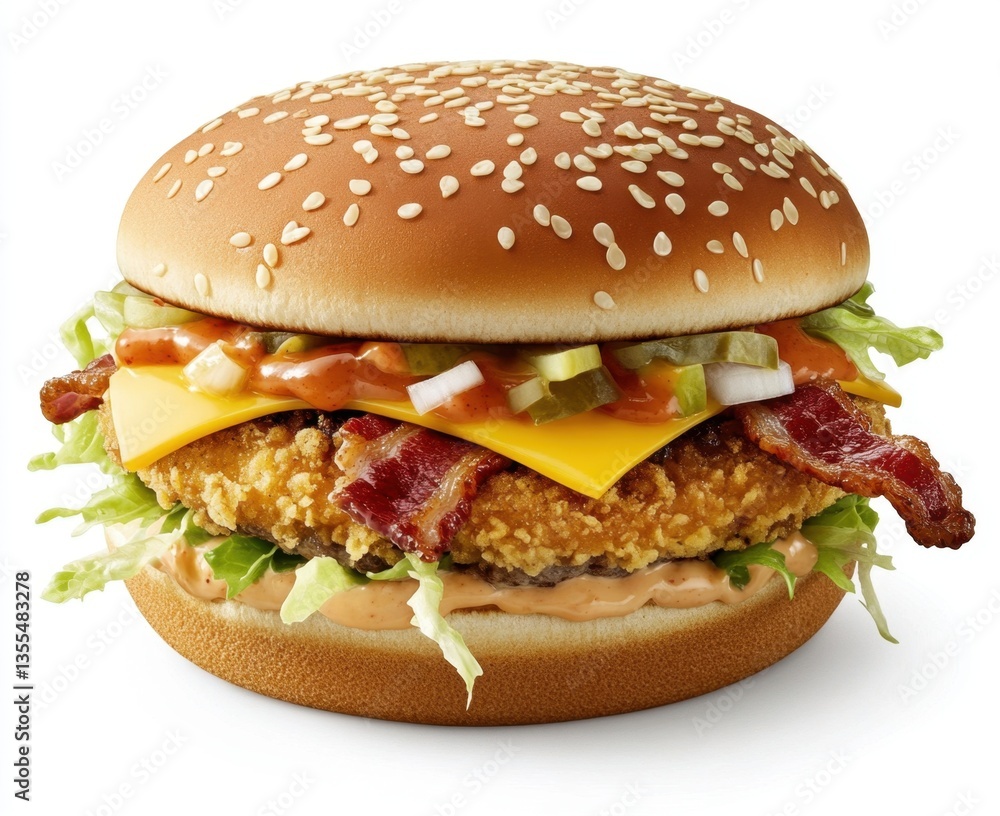 Scrumptious Crispy Chicken Burger with Bacon and Cheese Scrumptious Crispy Chicken Burger with Bacon and Cheese