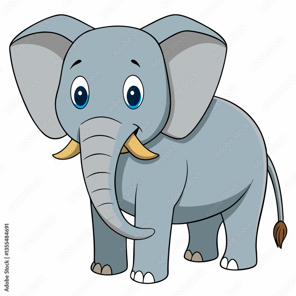 Whimsical Elephant Illustration: A charming cartoon elephant, with endearing eyes and a friendly smile, rendered in a cheerful and vibrant illustrative style. Whimsical Elephant Illustration: A charming cartoon elephant, with endearing eyes and a friendly smile, rendered in a cheerful and vibrant illustrative style.