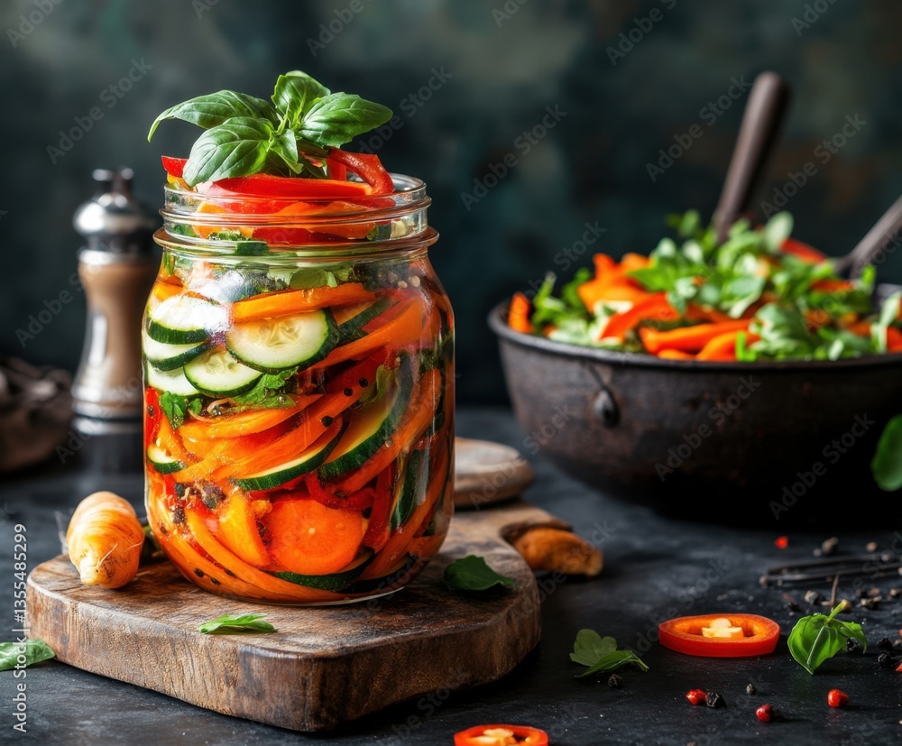 Layered Pickled Vegetables in a Jar - Delicious and Healthy Layered Pickled Vegetables in a Jar - Delicious and Healthy