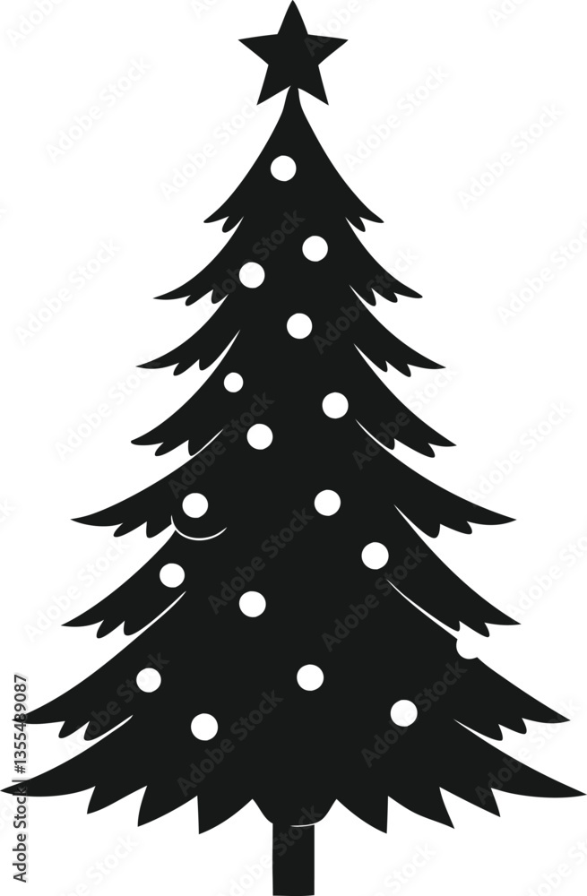 Fototapeta premium Christmas Tree Black Silhouette Vector Design – Holiday Tree Icon