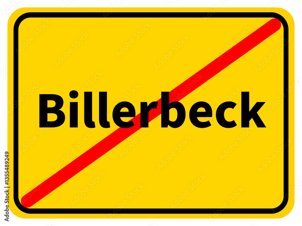 Illustration eines Stadtausgangsschildes von Billerbeck, einer Gemeinde des Kreises Coesfeld Illustration eines Stadtausgangsschildes von Billerbeck, einer Gemeinde des Kreises Coesfeld