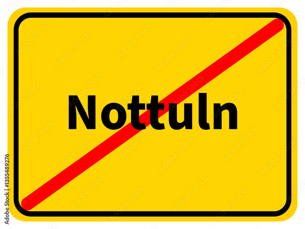 Illustration eines Stadtausgangsschildes von Nottuln, einer Gemeinde des Kreises Coesfeld Illustration eines Stadtausgangsschildes von Nottuln, einer Gemeinde des Kreises Coesfeld