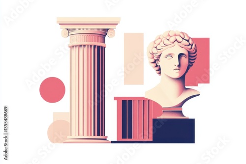 Art display featuring classics and antiquity Vector images of abstract forms Greek colum
