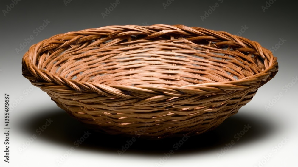 Obraz premium Handcrafted shallow round wicker basket
