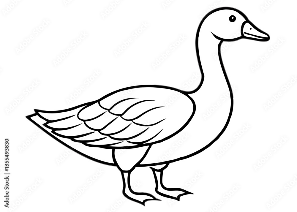 Graceful Goose Illustration: A minimalist line drawing presents a serene goose, capturing its elegant posture and distinctive features. Graceful Goose Illustration: A minimalist line drawing presents a serene goose, capturing its elegant posture and distinctive features.