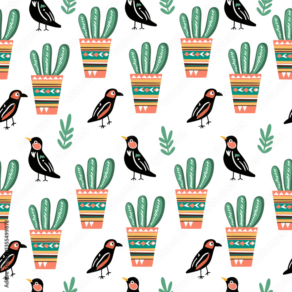 Fototapeta premium Cinco de Mayo Patterns – Colorful Mexican Holiday Seamless Designs with Sombreros, Guitars, Margaritas, Cacti, and Festive Party Elements