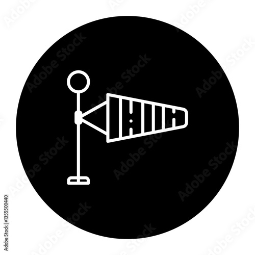 Wind Resistance Capability Icon. Windsock, Airflow, Stability Concept. Illustration for Weather Durability Concept.