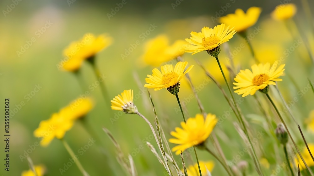 Bright yellow wildflowers blooming in a lush green field under a sunny sky bringing joy to nature : Generative AI Bright yellow wildflowers blooming in a lush green field under a sunny sky bringing joy to nature : Generative AI