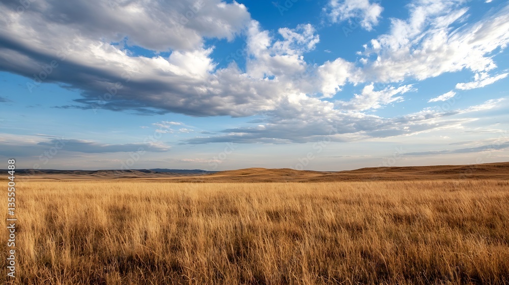 Expansive golden field stretching beneath a dramatic sky filled with clouds during golden hour : Generative AI Expansive golden field stretching beneath a dramatic sky filled with clouds during golden hour : Generative AI