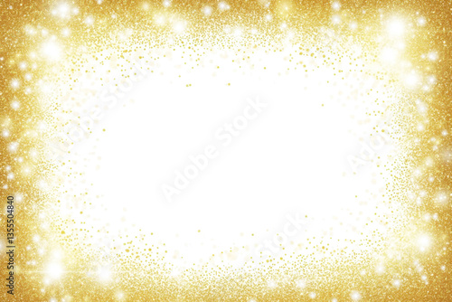 gold glitter border isolated on transparent background 
