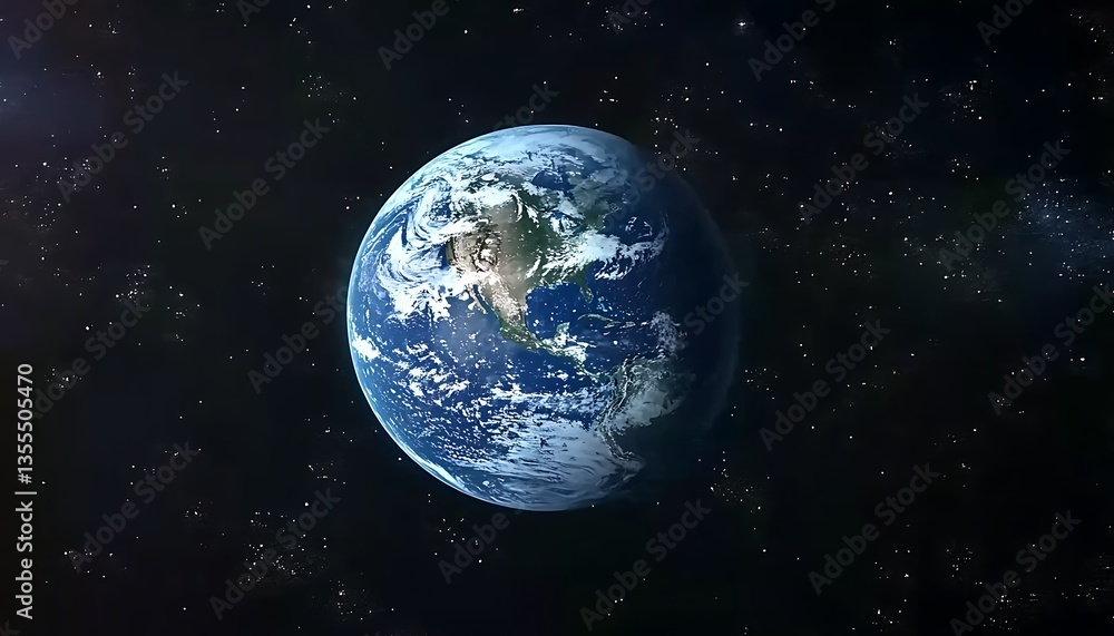 Obraz premium A vibrant realistic view of planet Earth in space