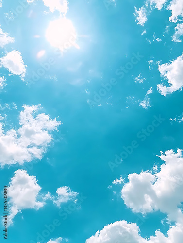 Sunny blue sky and clouds.