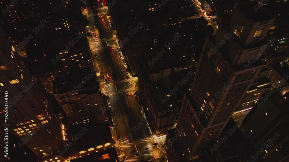 Beautiful aerial drone shot of New York at night Beautiful aerial drone shot of New York at night