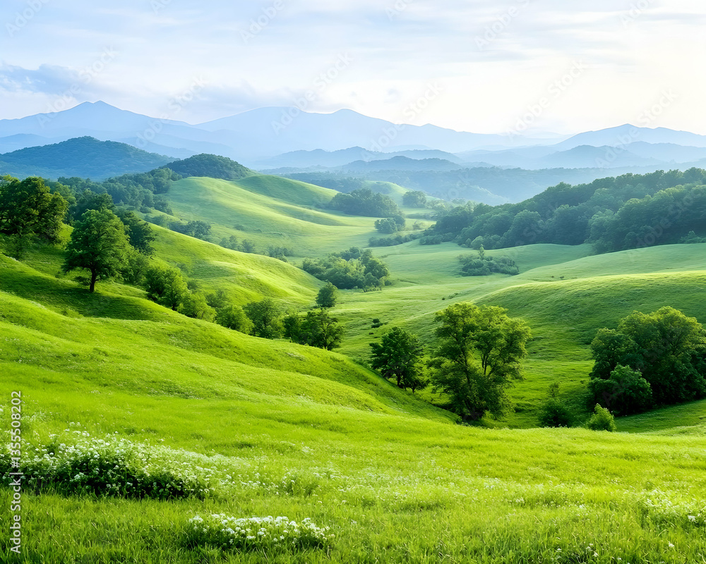 Fototapeta premium Lush Hills Valley Scenic View