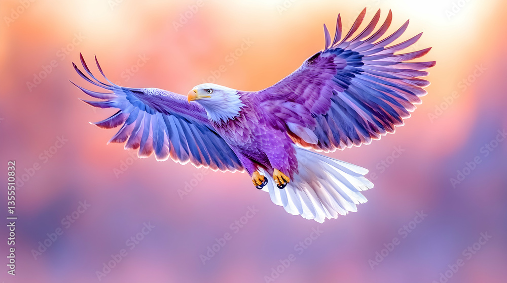 Obraz premium Majestic Eagle Soaring Sunset