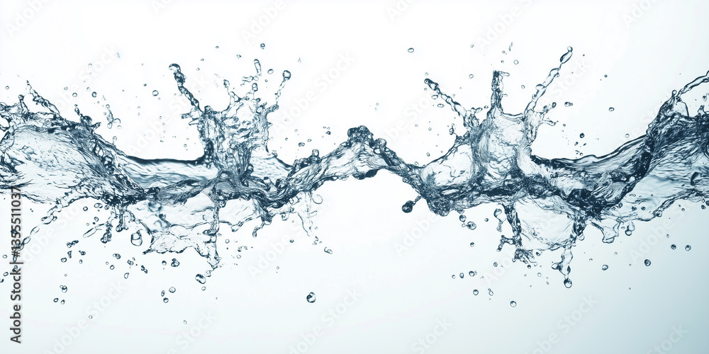 Fototapeta premium Dynamic Blue Water Splash. Smooth Pattern with Drink Splash. Transparent Liquid Splash as Design. Water Splash with Beautiful Background. Dynamic Clear Liquid Splash.