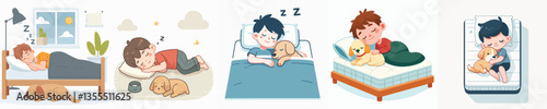 vector boy sleeping with dog