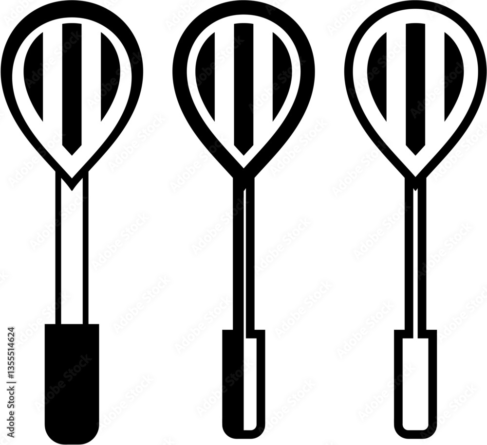 Set of Kitchen Utensil Icons – Spatula and Whisk in Vector Format, A collection of black-and-white vector illustrations of kitchen spatulas and whisks in line art and silhouette styles. Set of Kitchen Utensil Icons – Spatula and Whisk in Vector Format, A collection of black-and-white vector illustrations of kitchen spatulas and whisks in line art and silhouette styles.