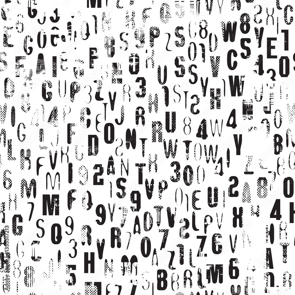 Abstract grunge seamless pattern of English letters Vector background with capital Latin letters in retro style. Suitable for wallpaper, wrapping paper, fabric
Abstract grunge seamless pattern of English letters Vector background with capital Latin letters in retro style. Suitable for wallpaper, wrapping paper, fabric