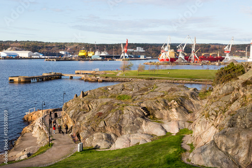 Obraz na płótnie Europe, Sweden, Uddevalla. Sunninge sound. Shipping port. w salonie