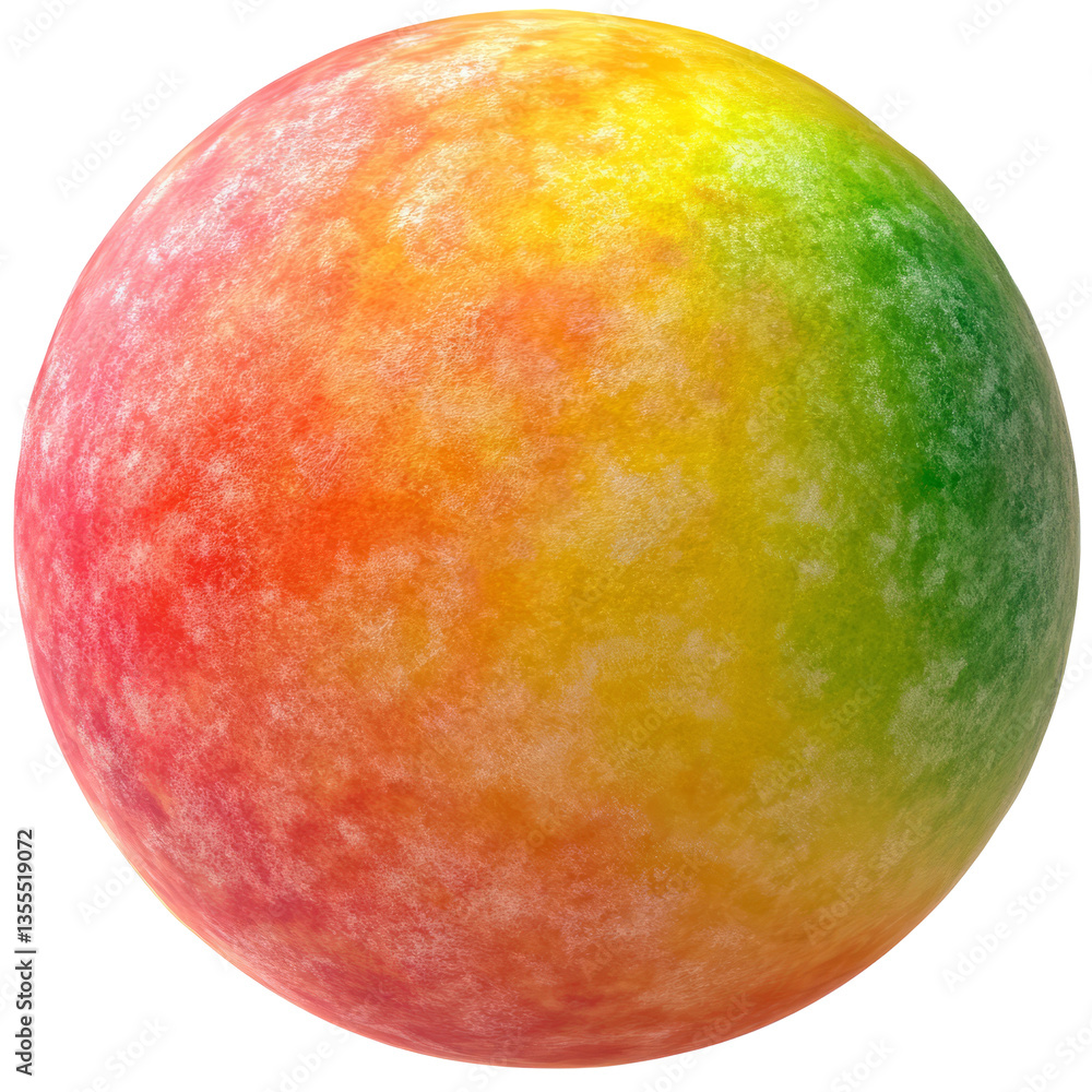 Fototapeta premium Abstract Planet-Like Sphere. Red, Orange, Yellow, And Green Sphere On Transparent or white Background