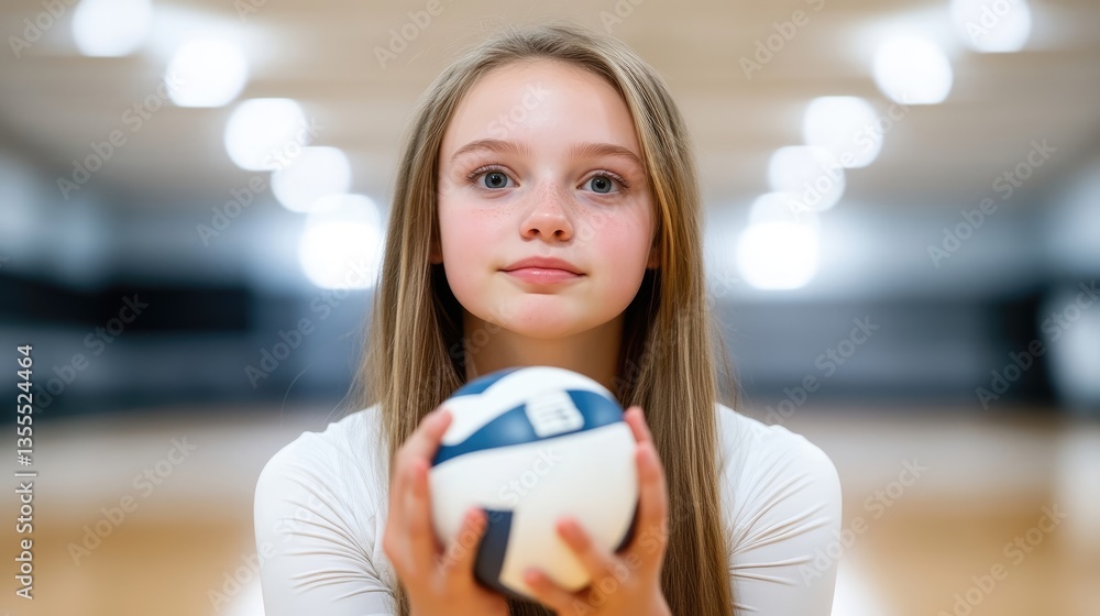 Young girl holding a volleyball Young girl holding a volleyball