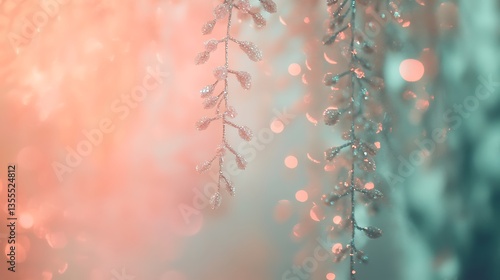 Two hanging plant decorations with sparkling embellishments and pastel colors