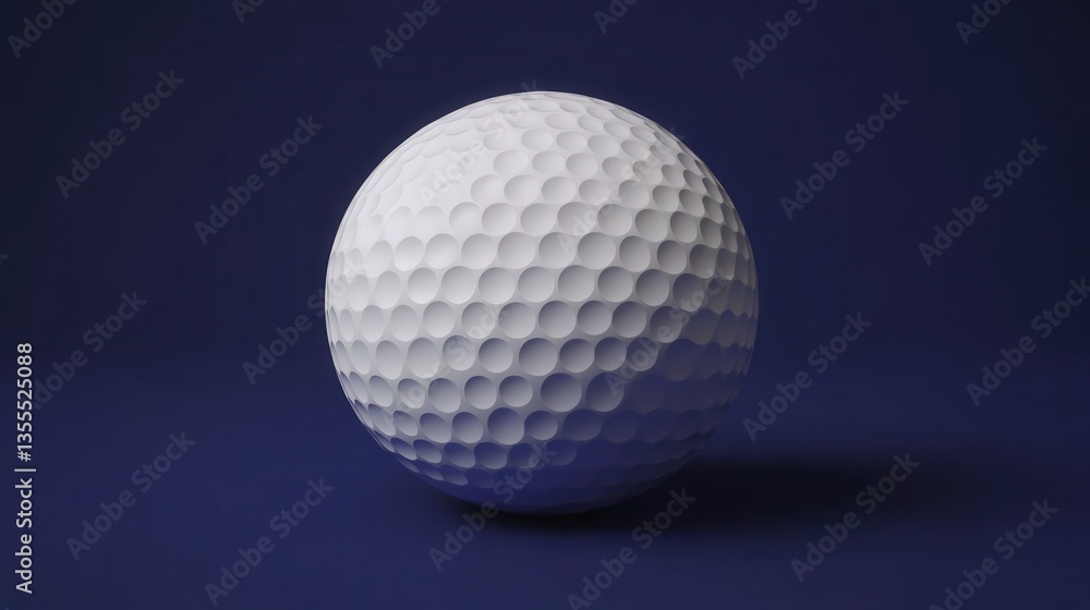 Golf ball resting on a blue surface. Simple, well-lit studio setting with a modern, minimalist aesthetic Golf ball resting on a blue surface. Simple, well-lit studio setting with a modern, minimalist aesthetic