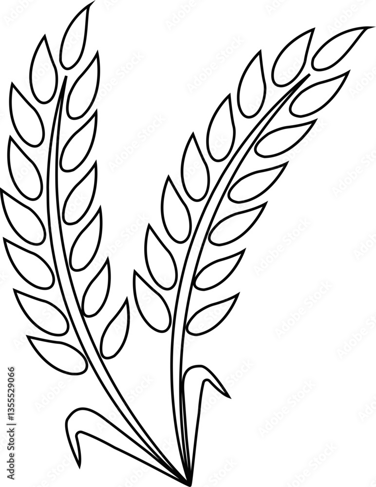 Naklejka premium Wheats ears icon and wheat design elements flat line vector isolated on transparent background. Harvest wheat grain, growth rice stalk and whole bread grains or field cereal nutritious.