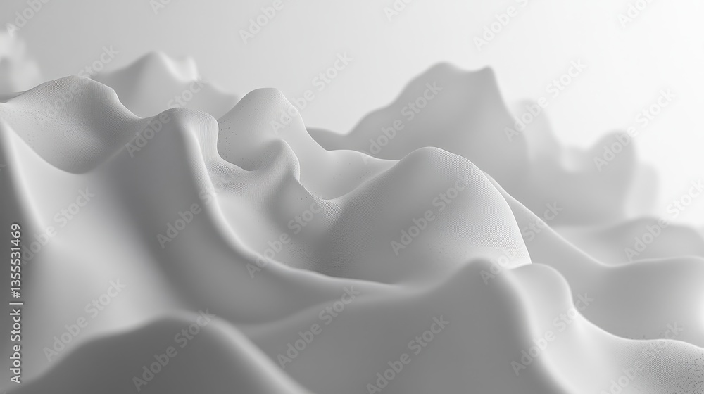 Fototapeta premium Abstract White Flowing Landscape Minimalist 3D Render.