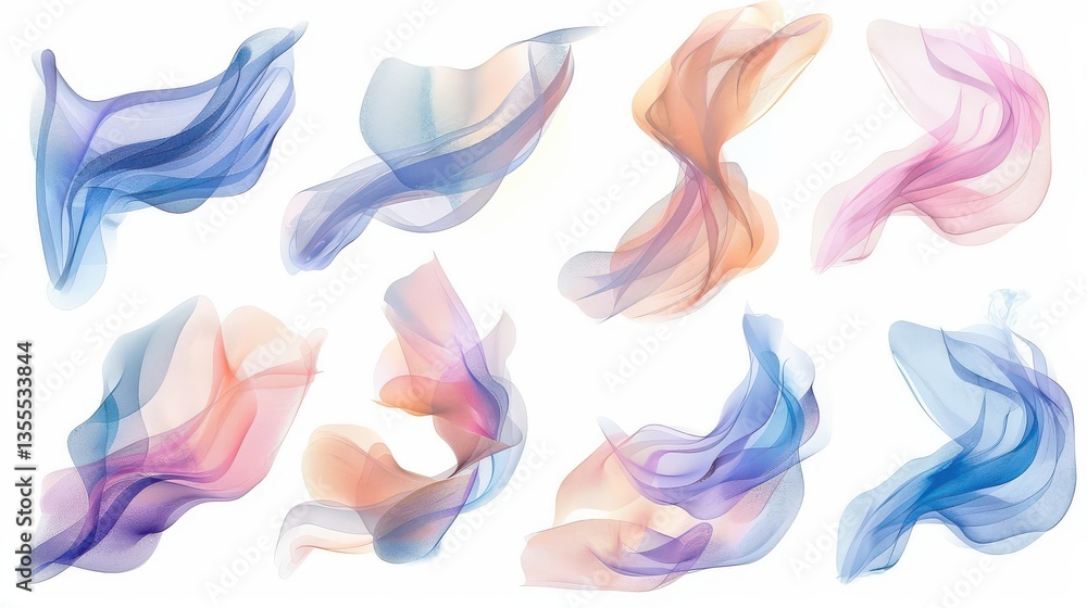 Fototapeta premium Abstract pastel watercolor strokes for creative projects.