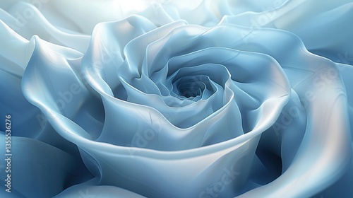 Abstract blue rose close-up with soft, flowing petals  