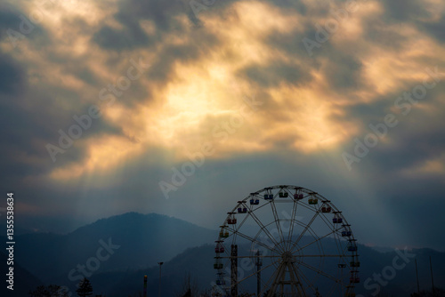ferris wheel at sunset