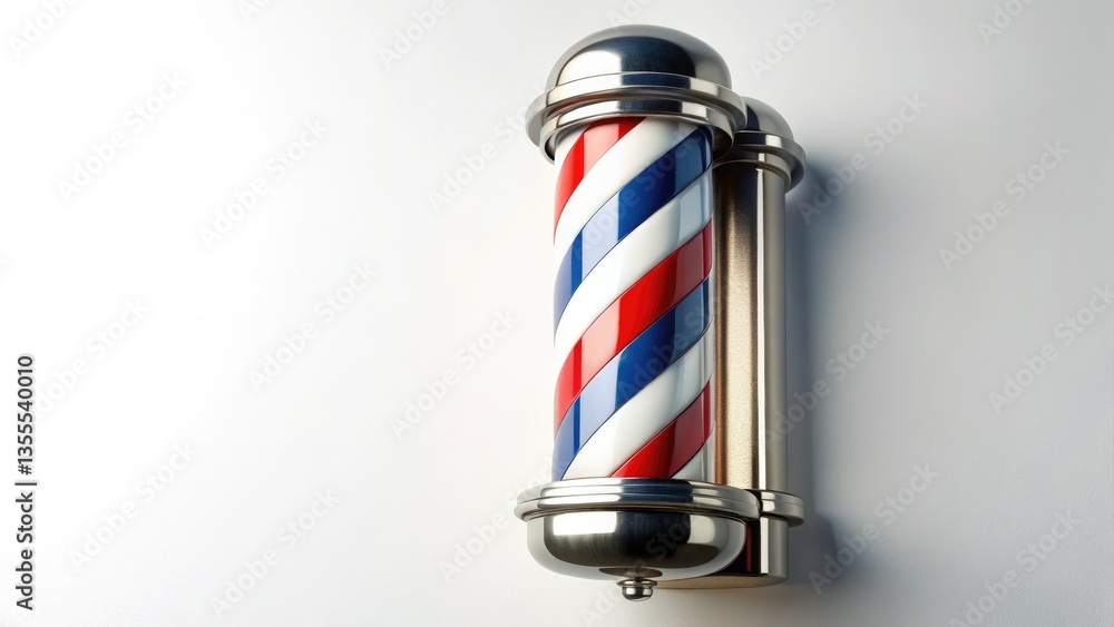 Classic barbershop pole, red, white, and blue spiral, perfectly isolated. Classic barbershop pole, red, white, and blue spiral, perfectly isolated.