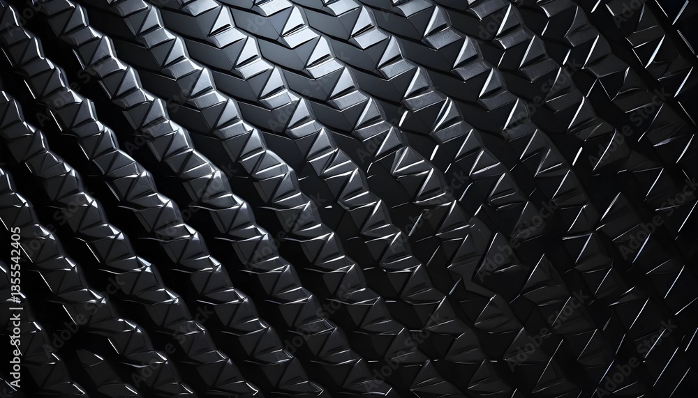 Fototapeta premium Dark Geometric Triangle Pattern Background with Shadow and Light Reflection