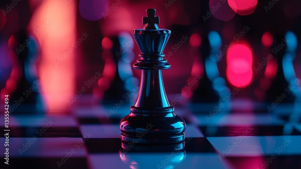 Chess piece in retro 80s style Chess piece in retro 80s style