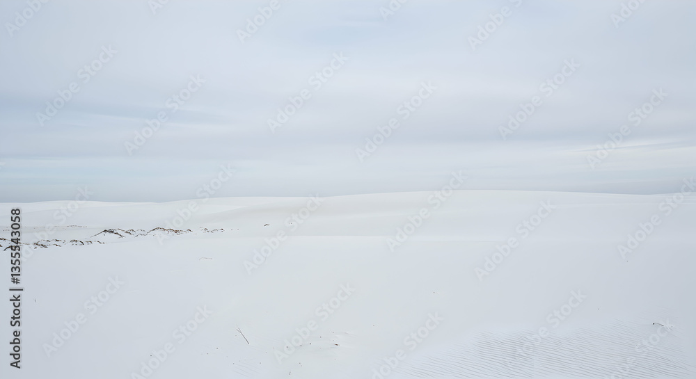 Walking Across White Sand Dunes Under Overcast Sky Landscape Walking Across White Sand Dunes Under Overcast Sky Landscape