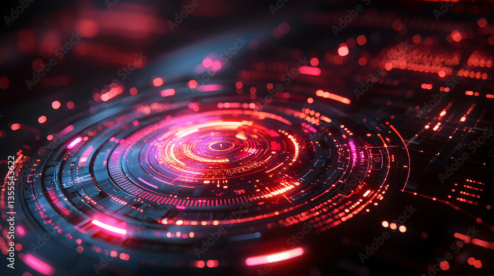 An abstract digital futuristic design. Data streams with glowing red and blue circuits. Perfect for technology presentations or UI backgrounds. An abstract digital futuristic design. Data streams with glowing red and blue circuits. Perfect for technology presentations or UI backgrounds.