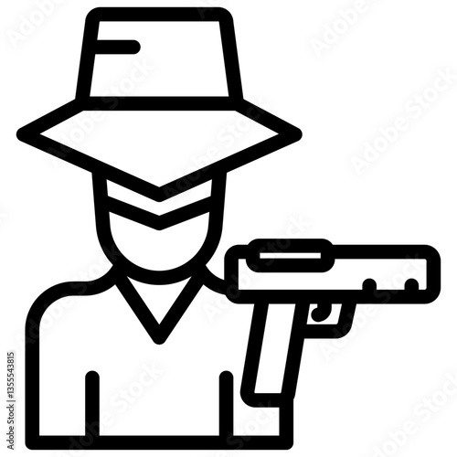 Minimalist Line Art Criminal Offender Icon